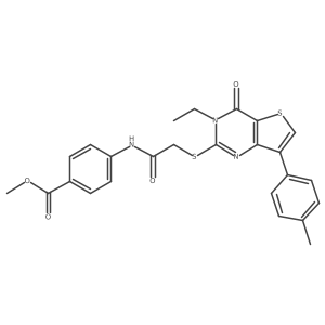 Methyl 4-[({[3-ethyl-7-(4-methylphenyl)-4-oxo-3,4-dihydrothieno[3,2-d]pyrimidin-2-yl]thio}acetyl)amino]benzoate Structure