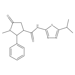 1-methyl-5-oxo-2-phenyl-N-[(2E)-5-(propan-2-yl)-1,3,4-thiadiazol-2(3H)-ylidene]pyrrolidine-3-carboxamide Structure