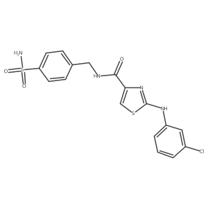 2-((3-chlorophenyl)amino)-N-(4-sulfamoylbenzyl)thiazole-4-carboxamide结构式