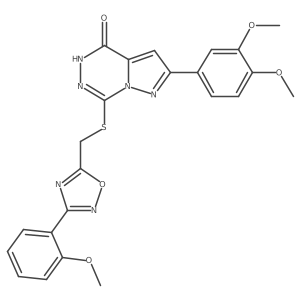 2-(3,4-dimethoxyphenyl)-7-({[3-(2-methoxyphenyl)-1,2,4-oxadiazol-5-yl]methyl}sulfanyl)-4H,5H-pyrazolo[1,5-d][1,2,4]triazin-4-one结构式