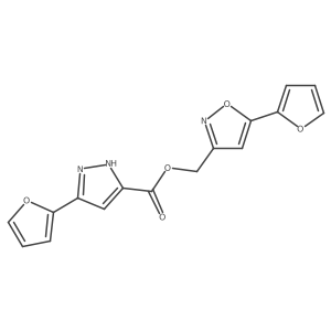 (5-(furan-2-yl)isoxazol-3-yl)methyl 3-(furan-2-yl)-1H-pyrazole-5-carboxylate Structure