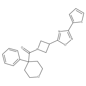 (4-phenyltetrahydro-2H-pyran-4-yl)(3-(3-(thiophen-2-yl)-1,2,4-oxadiazol-5-yl)azetidin-1-yl)methanone Structure
