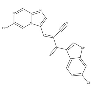 (Z)-3-(6-Bromoimidazo[1,2-a]pyrazin-3-yl)-2-(6-chloro-1H-indole-3-carbonyl)prop-2-enenitrile结构式