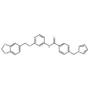 4-((1H-imidazol-1-yl)methyl)-N-(6-(benzo[d][1,3]dioxol-5-ylmethoxy)pyrimidin-4-yl)benzamide结构式