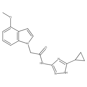 N-(3-cyclopropyl-1H-1,2,4-triazol-5-yl)-2-(4-methoxy-1H-indol-1-yl)acetamide结构式