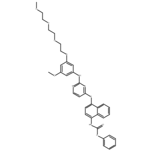 Phenyl (4-((2-((3-methoxy-5(2-(2-(2-methoxyethoxy)-ethoxy)ethoxy)phenyl)amino)pyrimidin-4-yl)oxy)naphthalen-1-yl)carbamate Structure