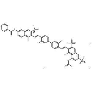 CC(=O)Nc1cc(S(=O)(=O)[O-])cc2cc(S(=O)(=O)[O-])c(N=Nc3ccc(-c4ccc(N=Nc5c(S(=O)(=O)[O-])cc6cc(NC(=O)c7ccccc7)ccc6c5[O-])c([O-])c4)cc3[O-])c([O-])c12.[Cu+2].[Cu+2].[Na+]结构式