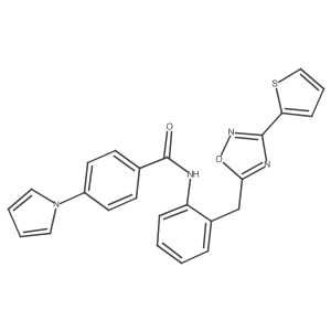 4-(1H-pyrrol-1-yl)-N-(2-((3-(thiophen-2-yl)-1,2,4-oxadiazol-5-yl)methyl)phenyl)benzamide Structure