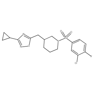 5-((1-((3-Chloro-4-fluorophenyl)sulfonyl)piperidin-3-yl)methyl)-3-cyclopropyl-1,2,4-oxadiazole结构式