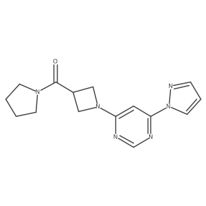 (1-(6-(1H-pyrazol-1-yl)pyrimidin-4-yl)azetidin-3-yl)(pyrrolidin-1-yl)methanone Structure