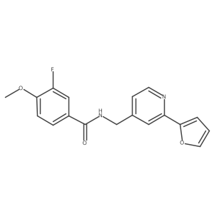 3-fluoro-N-((2-(furan-2-yl)pyridin-4-yl)methyl)-4-methoxybenzamide结构式