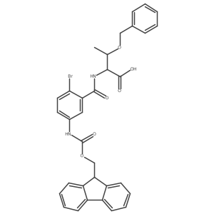 (2S,3R)-3-(benzyloxy)-2-{[2-bromo-5-({[(9H-fluoren-9-yl)methoxy]carbonyl}amino)phenyl]formamido}butanoic acid Structure