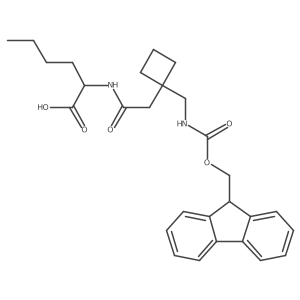 (2S)-2-(2-{1-[({[(9H-fluoren-9-yl)methoxy]carbonyl}amino)methyl]cyclobutyl}acetamido)hexanoic acid结构式