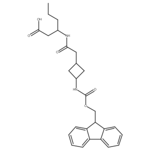 (3R)-3-{2-[3-({[(9H-fluoren-9-yl)methoxy]carbonyl}amino)cyclobutyl]acetamido}hexanoic acid结构式
