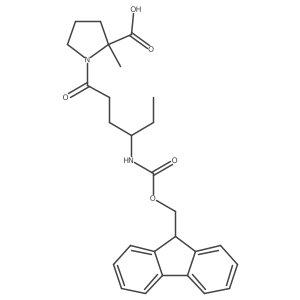 (2R)-1-[4-({[(9H-fluoren-9-yl)methoxy]carbonyl}amino)hexanoyl]-2-methylpyrrolidine-2-carboxylic acid结构式