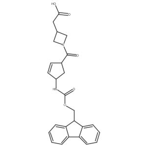 2-{1-[4-({[(9H-fluoren-9-yl)methoxy]carbonyl}amino)cyclopent-2-ene-1-carbonyl]azetidin-3-yl}acetic acid Structure