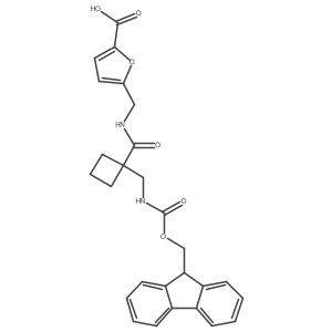 5-[({1-[({[(9H-fluoren-9-yl)methoxy]carbonyl}amino)methyl]cyclobutyl}formamido)methyl]furan-2-carboxylic acid结构式