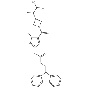 2-{1-[3-({[(9H-fluoren-9-yl)methoxy]carbonyl}amino)-1-methyl-1H-pyrazole-5-carbonyl]azetidin-3-yl}propanoic acid Structure