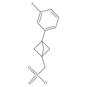 [3-(3-Fluorophenyl)-1-bicyclo[1.1.1]pentanyl]methanesulfonyl chloride结构式