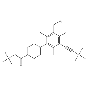 Tert-butyl 4-[3-(aminomethyl)-2,4,6-trimethyl-5-[2-(trimethylsilyl)ethynyl]phenyl]piperazine-1-carboxylate结构式