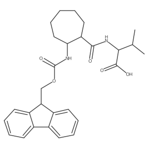 (2R)-2-{[2-({[(9H-fluoren-9-yl)methoxy]carbonyl}amino)cycloheptyl]formamido}-3-methylbutanoic acid Structure