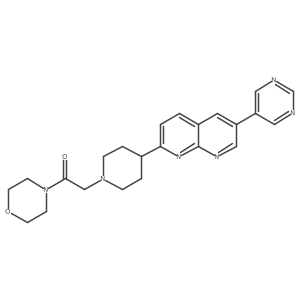 1-(Morpholin-4-yl)-2-{4-[6-(pyrimidin-5-yl)-1,8-naphthyridin-2-yl]piperidin-1-yl}ethan-1-one结构式