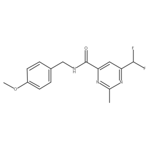 6-(difluoromethyl)-N-[(4-methoxyphenyl)methyl]-2-methylpyrimidine-4-carboxamide结构式