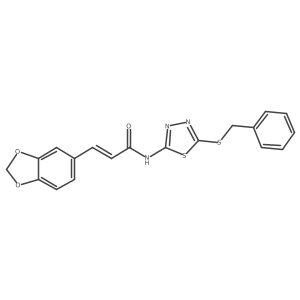 (Z)-3-(benzo[d][1,3]dioxol-5-yl)-N-(5-(benzylthio)-1,3,4-thiadiazol-2-yl)acrylamide结构式