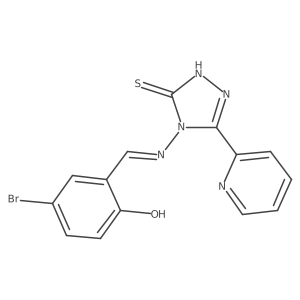 4-BR-2-(((3-Mercapto-5-(2-pyridinyl)-4H-1,2,4-triazol-4-YL)imino)methyl)phenol Structure