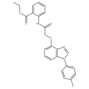 ethyl 2-(2-((3-(4-fluorophenyl)-3H-[1,2,3]triazolo[4,5-d]pyrimidin-7-yl)thio)acetamido)benzoate Structure