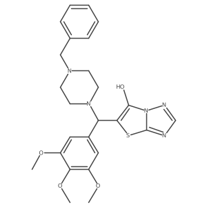 5-((4-Benzylpiperazin-1-yl)(3,4,5-trimethoxyphenyl)methyl)thiazolo[3,2-b][1,2,4]triazol-6-ol结构式