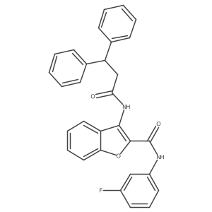 3-(3,3-diphenylpropanamido)-N-(3-fluorophenyl)benzofuran-2-carboxamide结构式