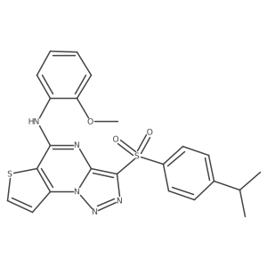 3-((4-isopropylphenyl)sulfonyl)-N-(2-methoxyphenyl)thieno[2,3-e][1,2,3]triazolo[1,5-a]pyrimidin-5-amine结构式