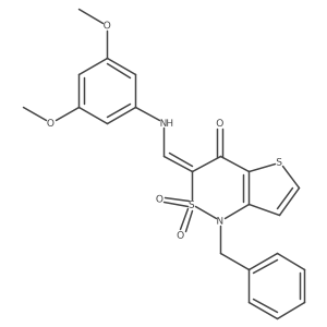 (3Z)-1-benzyl-3-{[(3,5-dimethoxyphenyl)amino]methylidene}-1H-thieno[3,2-c][1,2]thiazin-4(3H)-one 2,2-dioxide Structure