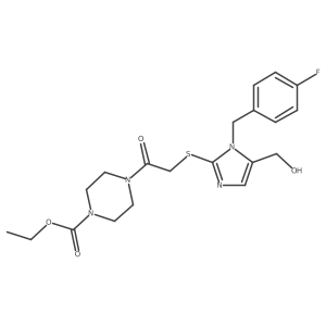 ethyl 4-(2-((1-(4-fluorobenzyl)-5-(hydroxymethyl)-1H-imidazol-2-yl)thio)acetyl)piperazine-1-carboxylate结构式