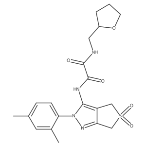 N1-(2-(2,4-dimethylphenyl)-5,5-dioxido-4,6-dihydro-2H-thieno[3,4-c]pyrazol-3-yl)-N2-((tetrahydrofuran-2-yl)methyl)oxalamide Structure