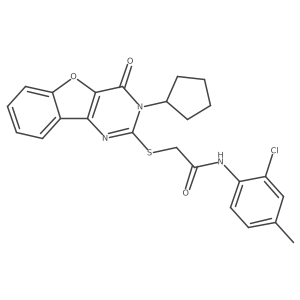 N-(2-chloro-4-methylphenyl)-2-((3-cyclopentyl-4-oxo-3,4-dihydrobenzofuro[3,2-d]pyrimidin-2-yl)thio)acetamide结构式