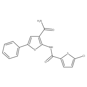 N-(3-carbamoyl-5-phenylthiophen-2-yl)-5-chlorothiophene-2-carboxamide Structure
