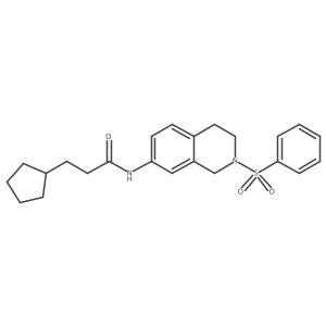3-cyclopentyl-N-(2-(phenylsulfonyl)-1,2,3,4-tetrahydroisoquinolin-7-yl)propanamide结构式