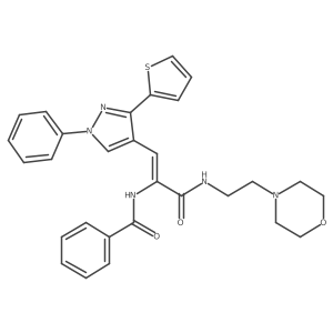 N-{(1Z)-3-{[2-(morpholin-4-yl)ethyl]amino}-3-oxo-1-[1-phenyl-3-(thiophen-2-yl)-1H-pyrazol-4-yl]prop-1-en-2-yl}benzamide Structure
