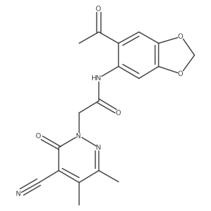 N-(6-acetyl-1,3-benzodioxol-5-yl)-2-(5-cyano-3,4-dimethyl-6-oxopyridazin-1-yl)acetamide结构式