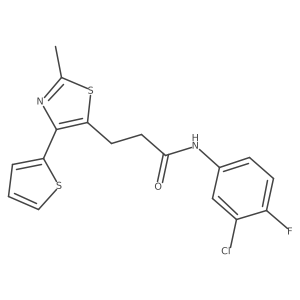 N-(3-chloro-4-fluorophenyl)-3-(2-methyl-4-(thiophen-2-yl)thiazol-5-yl)propanamide Structure