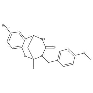 8-bromo-3-(4-methoxybenzyl)-2-methyl-5,6-dihydro-2H-2,6-methanobenzo[g][1,3,5]oxadiazocine-4(3H)-thione结构式