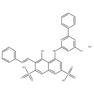 2,7-Naphthalenedisulfonic acid, 5-((4-chloro-6-phenyl-1,3,5-triazin-2-yl)amino)-4-hydroxy-3-(phenylazo)-, sodium salt Structure