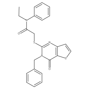 2-({3-benzyl-4-oxo-3H,4H-thieno[3,2-d]pyrimidin-2-yl}sulfanyl)-N-ethyl-N-phenylacetamide结构式