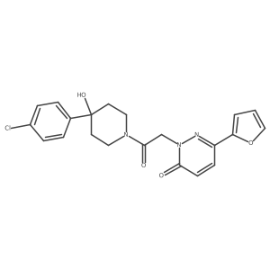2-{2-[4-(4-chlorophenyl)-4-hydroxypiperidino]-2-oxoethyl}-6-(2-furyl)-3(2H)-pyridazinone结构式