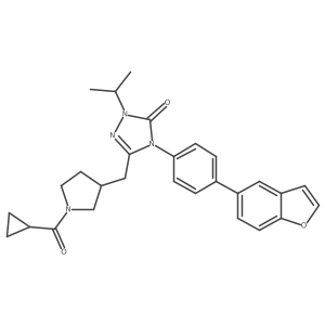 3H-1,2,4-Triazol-3-one, 4-[4-(5-benzofuranyl)phenyl]-5-[[(3S)-1-(cyclopropylcarbonyl)-3-pyrrolidinyl]methyl]-2,4-dihydro-2-(1-methylethyl)-结构式