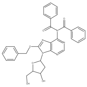 N-benzoyl-N-[9-[(2R,4S,5R)-4-hydroxy-5-(hydroxymethyl)oxolan-2-yl]-8-phenylmethoxypurin-6-yl]benzamide Structure