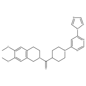(1-(6-(1H-1,2,4-triazol-1-yl)pyrimidin-4-yl)piperidin-4-yl)(6,7-dimethoxy-3,4-dihydroisoquinolin-2(1H)-yl)methanone结构式