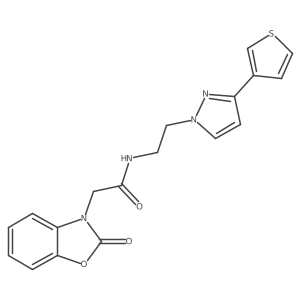 2-(2-oxobenzo[d]oxazol-3(2H)-yl)-N-(2-(3-(thiophen-3-yl)-1H-pyrazol-1-yl)ethyl)acetamide结构式